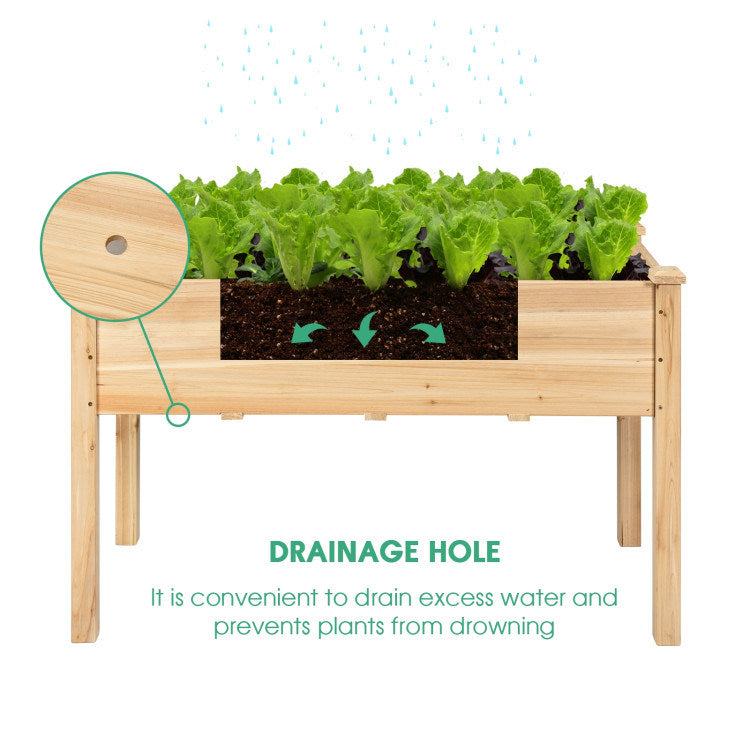 Wooden Raised Vegetable Garden Bed Elevated Grow Vegetable Planter Doba